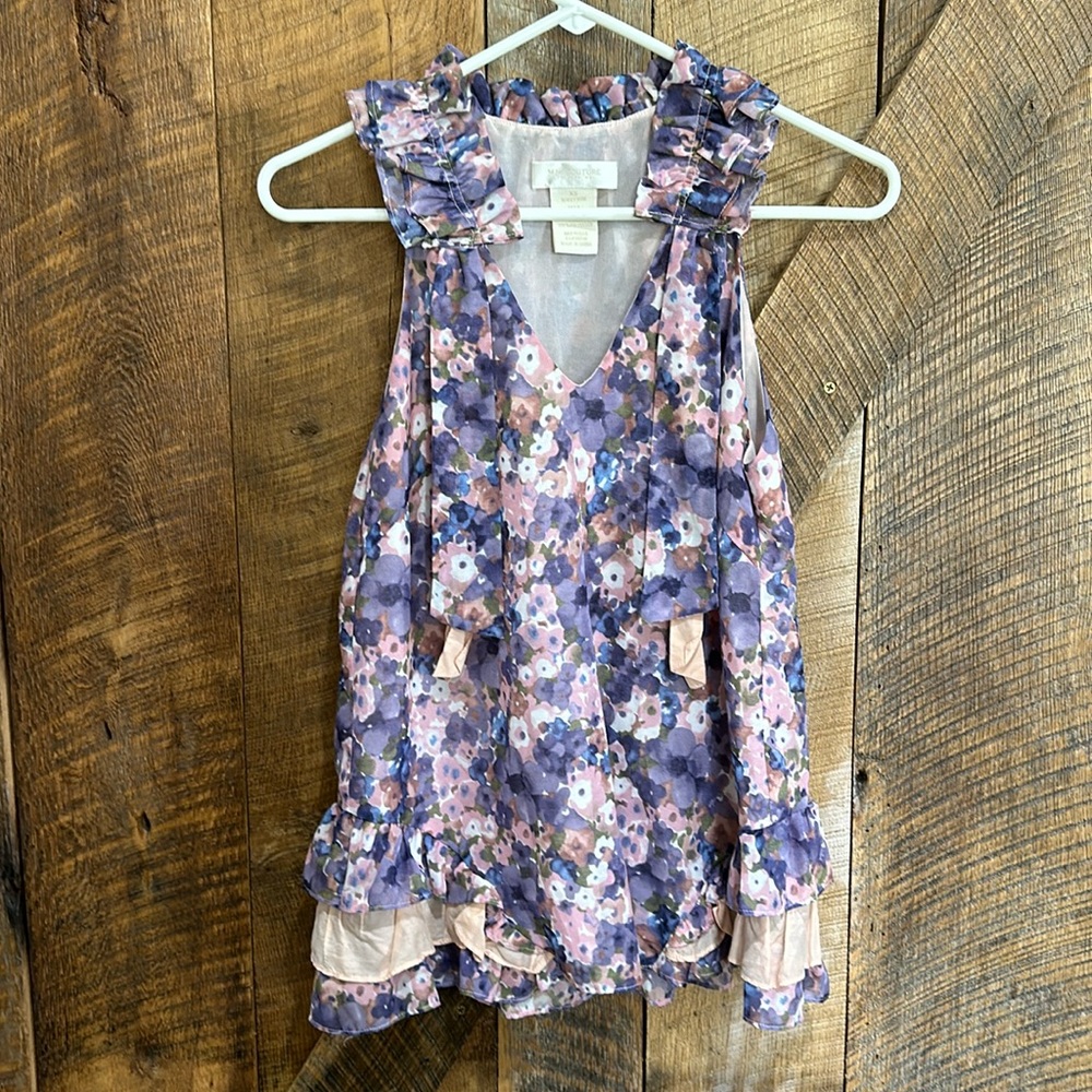 MM Couture by Miss Me floral ruffle neck sleeveless blouse